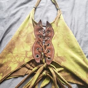 Nymph fairy halter top with leather lacing